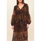 Floral Print Wrap Midi Dress
