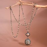 Dalmatian Jasper Rosary Beaded Chain Necklace - 7267