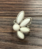 750394, White Turquoise, Brass Adjustable Ring