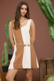 WIDE STRIPE SLEEVELESS LINEN MINI DRESS