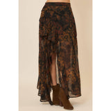 Floral Maxi Skirt With Reverse Seam