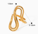 18K Gold Plated Waterproof Stainless Steel Swirl Ring - 7931