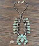 731707, Handmade Squash Blossom Turquoise Necklace