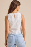 Embroidered eyelet side tie tank top