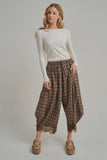 Flowy Plaid Wide Leg Balloon Pants