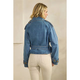 Belted Cropped Denim Jacket
