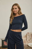 Off The Shoulder Cropped Knit Top