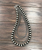 Navajo Bead 3-strand Necklace - 24"