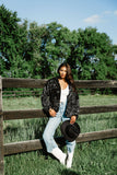Black & White Paisley Fleece Coatigan