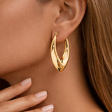 18K Gold Plated Waterproof Stainless Steel Hoop Earrings - 7636