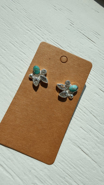 CZ + Turq Post Earrings