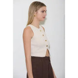Cropped Knit Sweater Vest