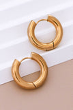 18K Gold Plated Waterproof Stainless Steel Hoop Earrings - 7079