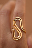 18K Gold Plated Waterproof Stainless Steel Swirl Ring - 7931