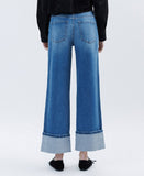SUPER HIGH RISE CUFFED BAGGY WIDE JEANS T6515D