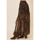 Floral Maxi Skirt With Reverse Seam