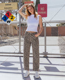 HIGH RISE LEOPARD PRINT BARREL JEANS
