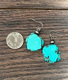 Turquoise Slab Earrings - 1.2"