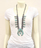 731707, Handmade Squash Blossom Turquoise Necklace