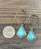 Arrowhead Turquoise Hoop Earrings - 2"