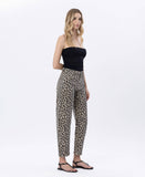 HIGH RISE LEOPARD PRINT BARREL JEANS