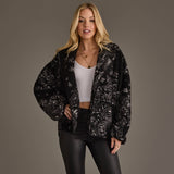 Black & White Paisley Fleece Coatigan