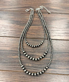 Navajo Bead 3-strand Necklace - 24"
