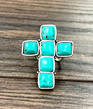 750511, Cross Turquoise Adjustable Ring