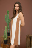 WIDE STRIPE SLEEVELESS LINEN MINI DRESS