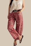 Paisley Pattern Straight Jeans