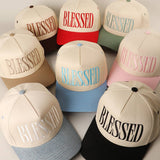 BLESSED Lettering Embroidery Baseball Cap