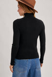 WHOLEGARMENT MOCK NECK RIBBED KNIT SWEATER