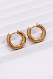 18K Gold Plated Waterproof Stainless Steel Hoop Earrings - 7079