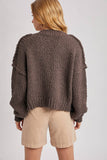 CROPPED POPCORN KNIT SWEARER CARDIGAN
