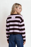 Stripe Exposed Seam Cropped Sweater