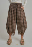 Flowy Plaid Wide Leg Balloon Pants