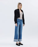 SUPER HIGH RISE CUFFED BAGGY WIDE JEANS T6515D
