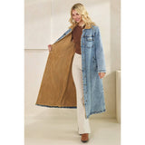 Teddy Lined Long Denim Jacket