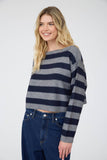 Stripe Exposed Seam Cropped Sweater