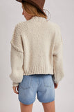 CROPPED POPCORN KNIT SWEARER CARDIGAN