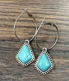 Arrowhead Turquoise Hoop Earrings - 2"