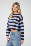 Stripe Exposed Seam Cropped Sweater