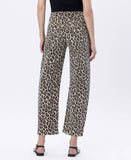 HIGH RISE LEOPARD PRINT BARREL JEANS