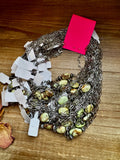 16-Inch Lemon Turquoise Magnesite Necklace with Sterling Saucer Pearls