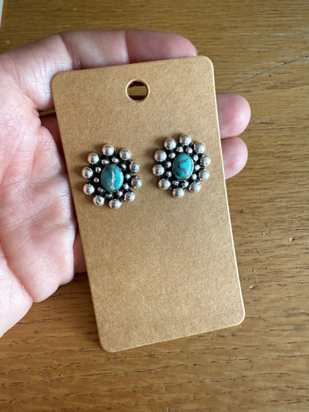 Multi Ball Post Earrings w/ Turquoise