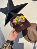 Custom Trucker Hat HATS & HAIR - 103 Moon Child Collective no bad vibes  