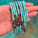 Sterling Silver Pearls and Variscite turquoise Choker - 14 inches