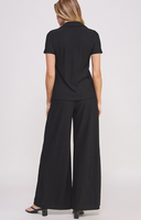 Textured Wide Leg Pant