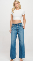 Wide Leg Raw Hem Jean