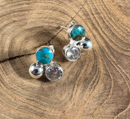 Turquoise CZ Ball Stud